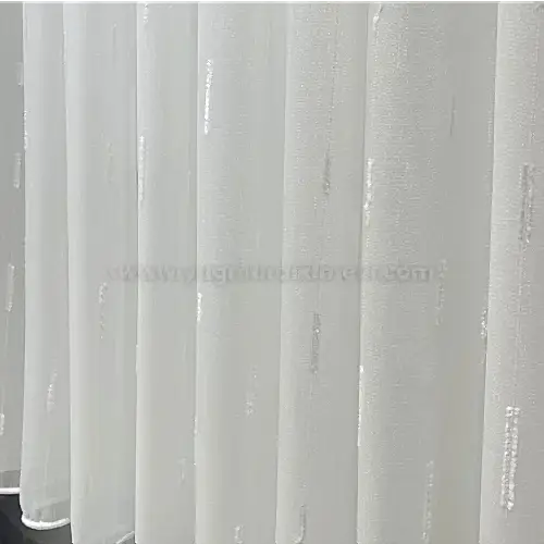 Şerit Detaylı Düz Beyaz Tül Perde