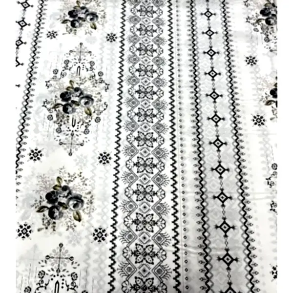 Deva çiçekli pamuk nevresim takımı gri desenli - Yağmur Dikim Evi